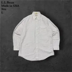 90sUSA製L.L.Beanエルエルビーンチェック柄長袖BDシャツオールドタグ