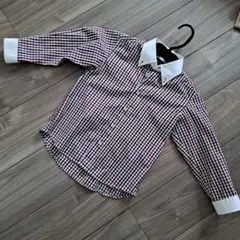 水通しのみの超美品　チェック柄長袖シャツ　110cm