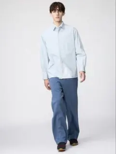 【美品】UNIQLO：C ブロードオーバーサイズシャツ/ストライプ　Lサイズ
