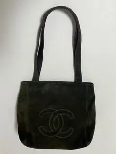 シャネル　CHANEL トートバッグ　デカココマーク　スウェード　深緑　美品