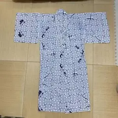迷路模様 半襦袢 白と紺　浴衣
