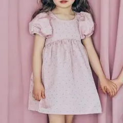 【新品】softcheese 90cm ニコジャガードパフワンピース ピンクのサムネイル