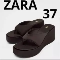 ZARA 厚底トングサンダル ブラウン 37のサムネイル