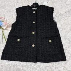 新品未使用♡ ユナイテッドアローズ　ラメツイードジレ　ブラック　フリーサイズ