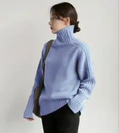 リブハイネック ニット