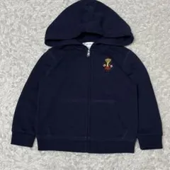 美品　Ralph Lauren ポロベア　パーカー　ジップ　ネイビー　刺繍　90