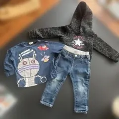 だだんだんTシャツ・デニム・コンバースフーディーセット　90