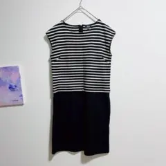 パート2 ジュンコシマダ　コットン　ノースリーブ　ワンピース　黒　ベージュ