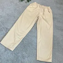 カジュアルワイドパンツ　アイボリー　ウエスト総ゴム　M　ゆったり