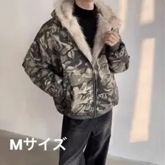 即日発送 新品 迷彩柄ファー付きフードジャケット y2k ファージャケット