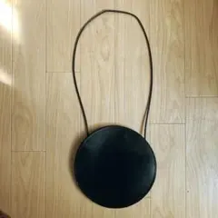 ブラック フェイクレザーショルダーバッグ