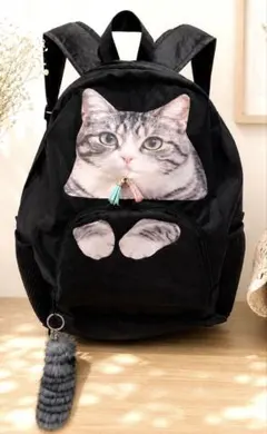 み*ゆ様 サバ白猫　人気 猫リュック　新品　高機能リュック　お揃いしっぽ付き　大