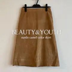 ◆極美品 BEAUTY&YOUTH スウェード風スカート キャメル Sサイズ