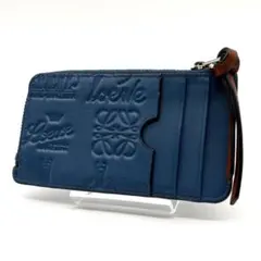 美品✨ロエベ フラグメントケース アナグラム レザー ブルー 歴代ロゴ