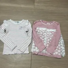 女の子用長袖カットソー Tシャツ２枚セット　ピンク　110 保育園おまとめ