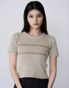 MURUA バイカラーロゴハーフニット