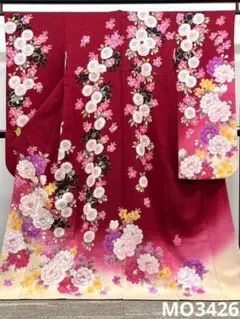 振袖 ラメ刺繍 金彩 紋意匠 身丈170cm パールトーン加工済 MO3427 