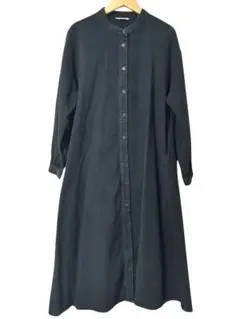 Samantha Mos2綿100%　長袖ロングワンピース ボタン前開き　黒　F