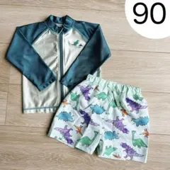 恐竜柄水着・ラッシュガードセット 90