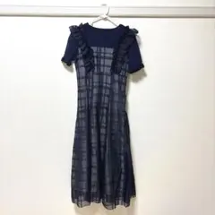 noa-ge ノアジェ プリーツフレアワンピース 桐生織 マルチボーダー