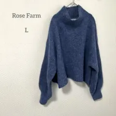 Rose Farm バルーンスリーブ ハイネック セーター ブルー L