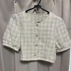 PALEMO ツイード柄　半袖ジャケット