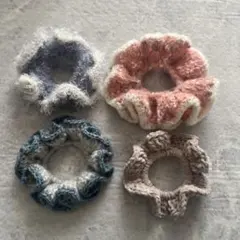 編み物 ハンドメイド 手編み シュシュ
