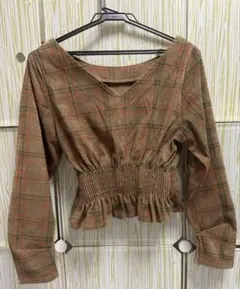 CECIL McBEE トップス　ベージュチェック