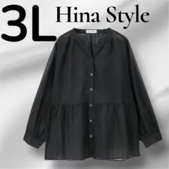 hina 撥水シアーフレアブラウス　スキッパー襟　ペプラム　綿100% はっすい