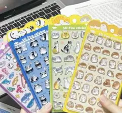 動物シリーズ2枚セット ぷくぷくシール うるちゅるシール 立体シール