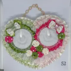 ハンドメイドロゼット 2個付用♡ロゼット ピンク×グリーン(緑)