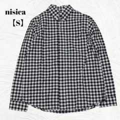 ✨美品✨️nisica　ニシカ【S】チェック柄　シャツ　長袖　リネン混／日本製