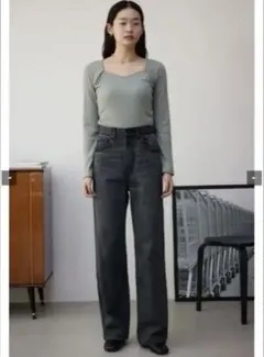 AZUL BY MOUSSY ダークグレー ストレートデニム