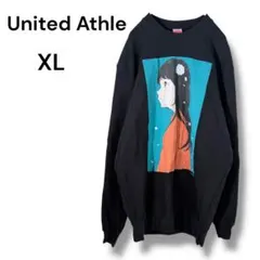 ユナイテッドアスレ イラストプリント スウェット トレーナー XL 黒 長袖
