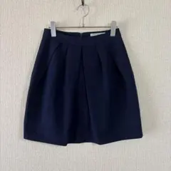 W. nano UNIVERSE/ネイビー フレアスカート ひざ丈 日本製 38のサムネイル