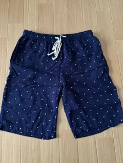 ルームウェアハーフパンツ　ネイビー 水玉模様 M