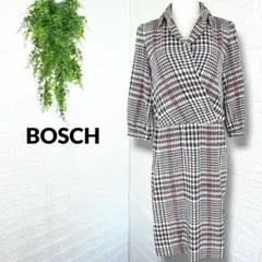 5739【BOSCH】千鳥柄シャツワンピース 5部袖 フォーマル 36サイズのサムネイル