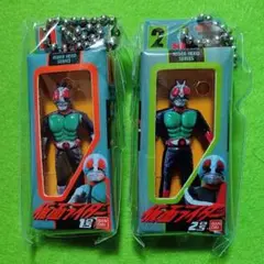 ２種 仮面ライダー ソフビパッケージチャーム＆チョコスナック　新1号 新2号
