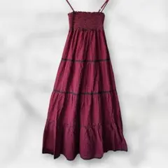 AZUL by moussy チェック ティアード マキシ丈ワンピース F