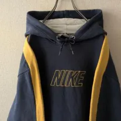 人気カラー☆ナイキ 刺繍 センターロゴ フードロゴ パーカー L ネイビー