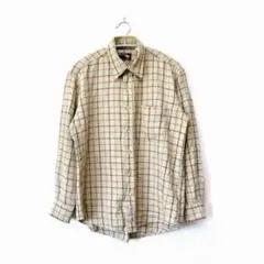 WALLABY【M】チェックシャツ 秋服 ベージュ 長袖 カジュアル