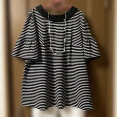 美品♥︎夏新作tobechic大きいサイズ44♥︎デザインネックボーダーチュニックのサムネイル