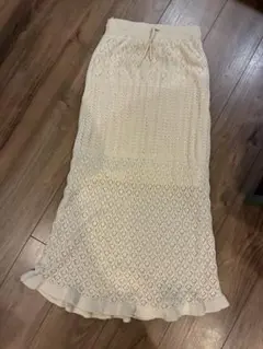 GU 編み込み模様ロングスカート　アイボリー