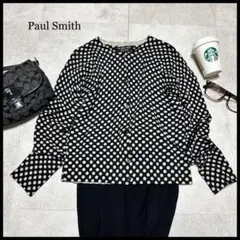 ポールスミス カーディガン ウール ドット 薄手 暖か 洗える 白黒 M.