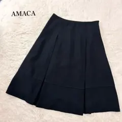 AMACA フレアスカート タック 40 通勤 セレモニー ブラックのサムネイル