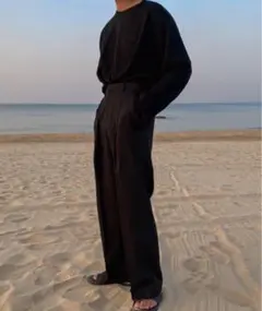 ASCLO ブラック ワイドパンツ