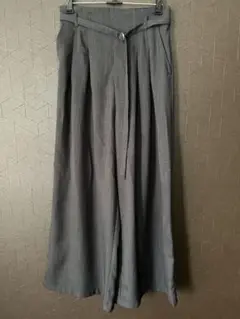 しまむら　Lienruru 2タックワイドパンツ スラックス　ダークグレー　L