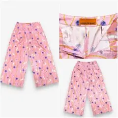 【MAISON DE SHANTI】柴犬×ローズ クロコ型押サテン ワイドパンツ