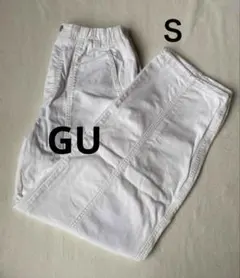 ハイウエストタックワイドジーンズ　S ホワイト　GUパンツ
