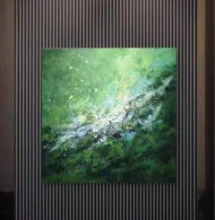 大型 アートパネル 抽象画 新緑 花畑 油彩 100×100 大型 アートパネル 抽象画 新緑 花畑 油彩 100×100 - メルカリ